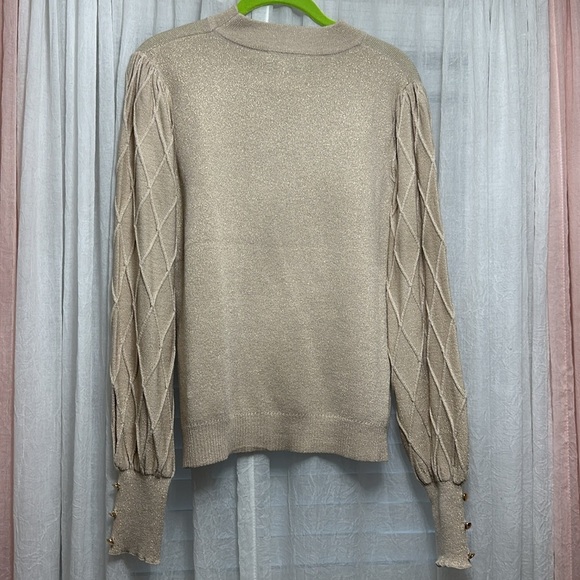 Nanette Lepore Large Metallic Mockneck Sweater in champagne Item# 9G - Picture 6 of 8
